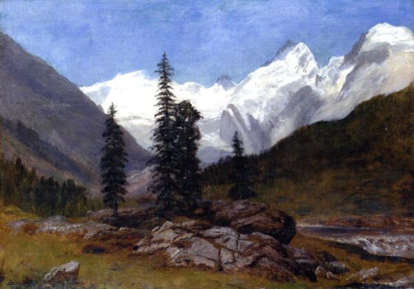 Rocky Mountain by Albert Bierstadt, hand-painted oil reproduction