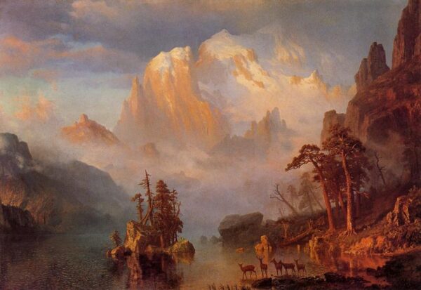 Rocky Mountains by Albert Bierstadt, hand-painted oil painting reproduction