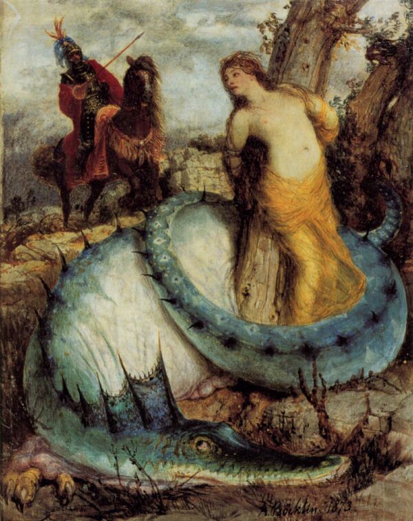 Roger and Angelica by Arnold Böcklin, hand-painted oil reproduction