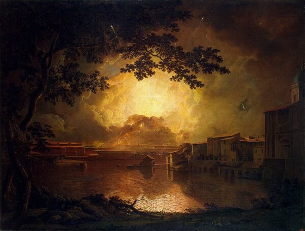 Firework Display at the Castel Sant’ Angelo in Rome by Joseph Wright, hand-painted oil painting reproduction