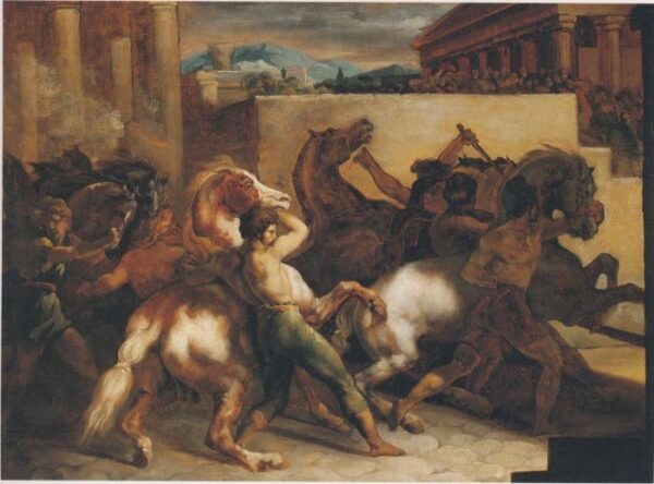 Race Of Wild Horses At Rome by Théodore Géricault, hand-painted oil painting reproduction
