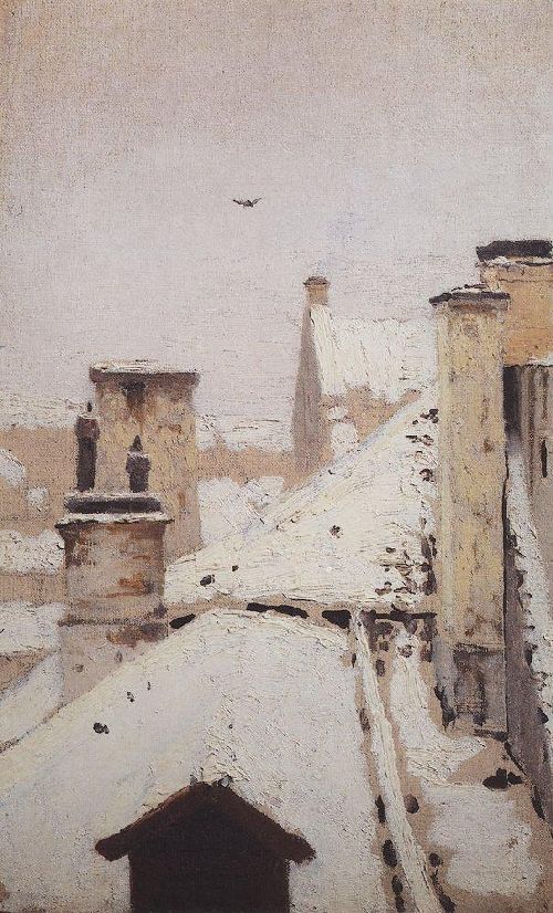 Roofs Winter 1876 by Arkhip Kuindzhi, hand-painted oil reproduction