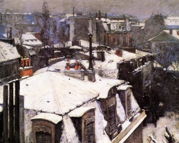 Rooftops Under Snow by Gustave Caillebotte, hand-painted oil painting reproduction