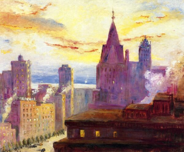 Rooftops at Sunset by Colin Campbell Cooper, hand-painted oil painting reproduction