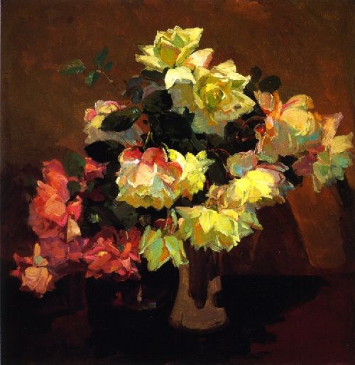 Roses by Franz Bischoff, hand-painted oil reproduction