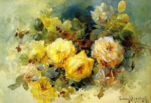 Roses b by Franz Bischoff, hand-painted oil painting reproduction