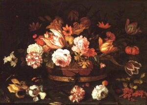 Roses Tulips in a basket by Balthasar van der Ast, hand-painted oil painting reproduction