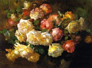 Roses d by Franz Bischoff, hand-painted oil painting reproduction