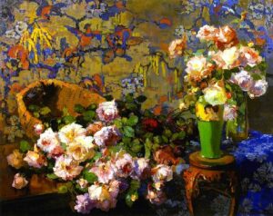 Roses e by Franz Bischoff, hand-painted oil painting reproduction