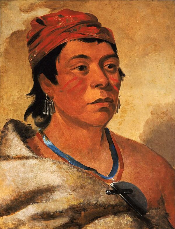 Round Island, a Warrior by George Catlin, hand-painted oil painting reproduction