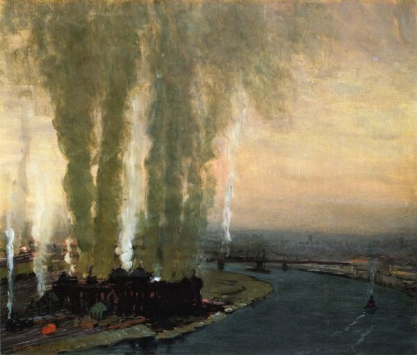 Roundhouse at High Bridge by George Luks, hand-painted oil reproduction