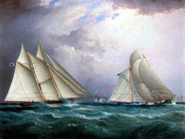 Rounding The Buoy by James E Buttersworth, hand-painted oil painting reproduction