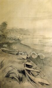 Rowboats along the Shore 1895 by Arthur Wesley Dow, hand-painted oil painting reproduction