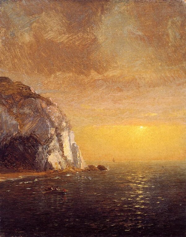 Rowing at Sunset by Jasper Francis Cropsey, hand-painted oil painting reproduction