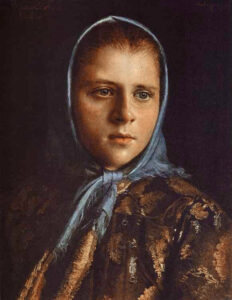 Russian Girl in a Blue Shawl by Ivan Nikolaevich Kramskoy, hand-painted oil painting reproduction