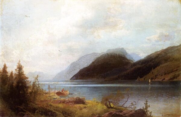 Sagne Fjord by Hermann Ottomar Herzog, hand-painted oil painting reproduction