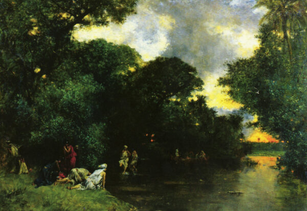 Pond in the Oasis – Sahara by Fromentin, hand-painted oil painting reproduction