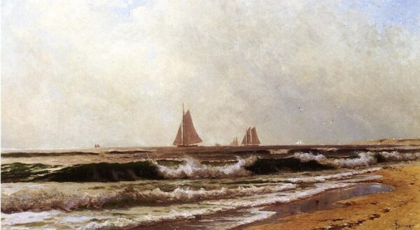 Sailboats along the Shore by Alfred Thompson Bricher, hand-painted oil painting reproduction