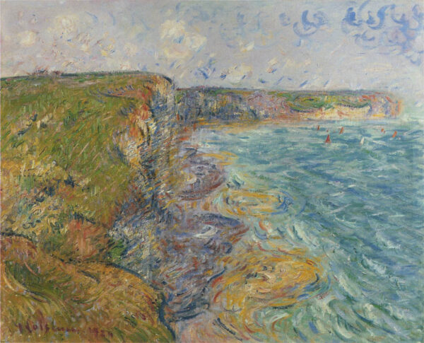 Sailboats near the Cliffs at Yport by Gustave Loiseau, hand-painted oil painting reproduction