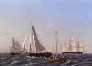 Sailing Ships by Christoffer Wilhelm Eckersberg, hand-painted oil painting reproduction