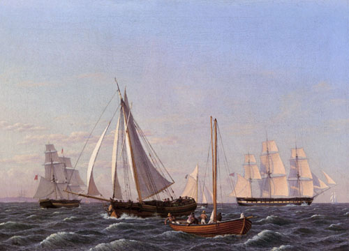 Sailing Ships 1825 by Christoffer Wilhelm Eckersberg, hand-painted oil reproduction