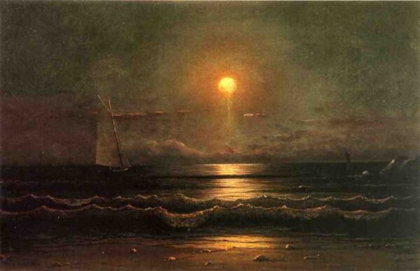 Sailing by Moonlight by Martin Johnson Heade, hand-painted oil painting reproduction