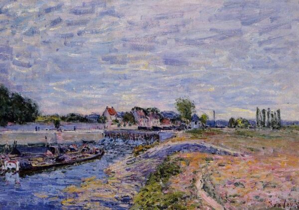 Saint-Mammes Dam by Alfred Sisley, hand-painted oil painting reproduction