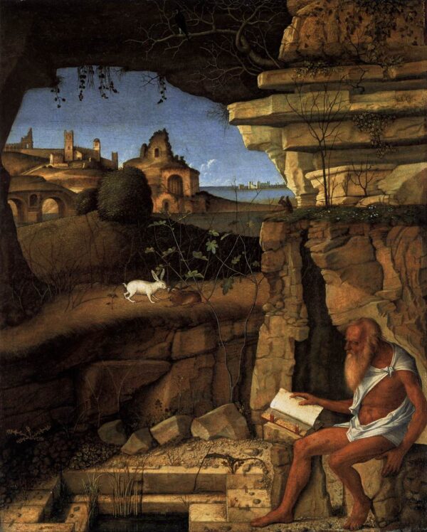 Saint Jerome Reading by Giovanni Bellini, hand-painted oil reproduction