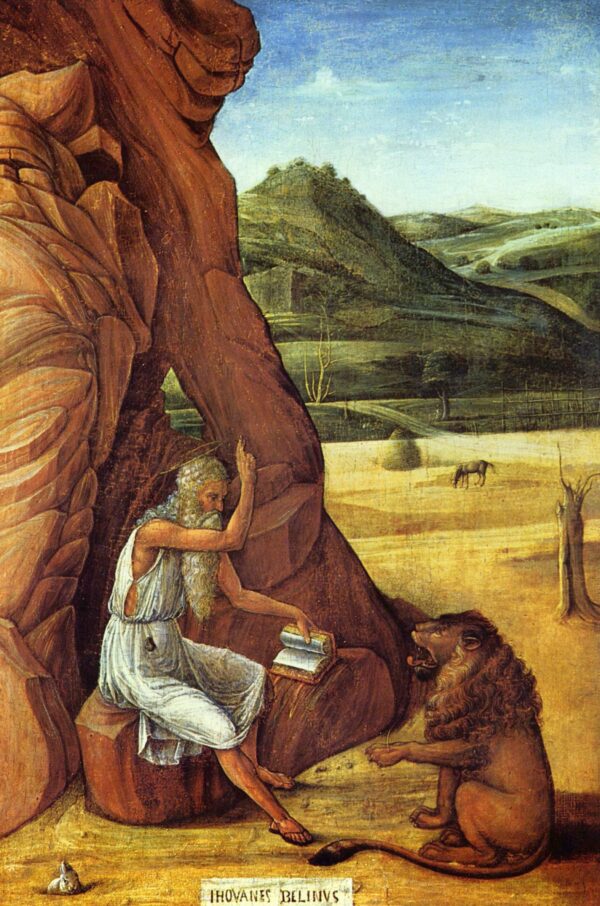Saint Jerome in the Desert v by Giovanni Bellini, hand-painted oil painting reproduction