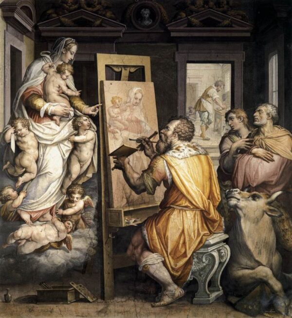 Saint Luke Painting the Virgin by Giorgio Vasari, hand-painted oil painting reproduction