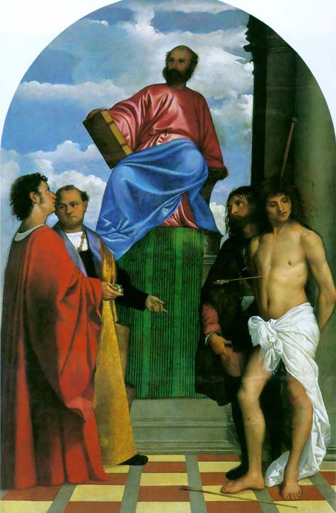 Saint Mark Enthroned by Titian, hand-painted oil reproduction
