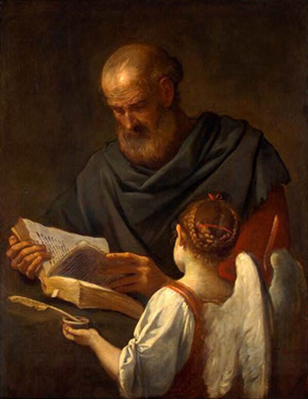 Saint Matthew and the Angel by Simone Cantarini, hand-painted oil painting reproduction