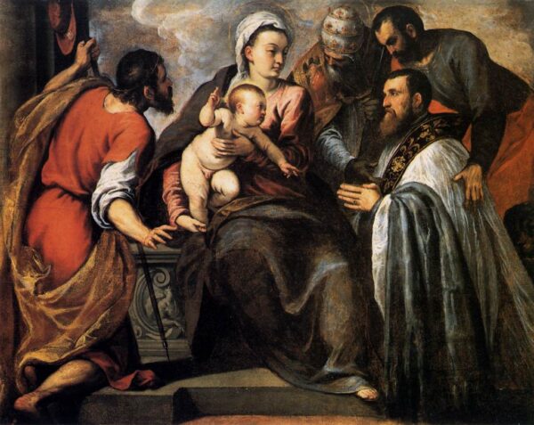 Virgin and Child with Saints by Palma il Giovane, hand-painted oil painting reproduction