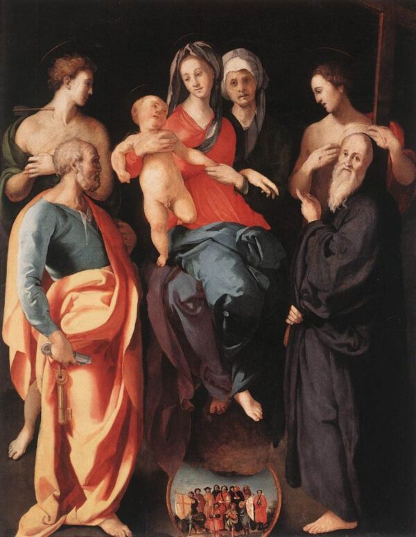 Madonna and Child with Saint Anne and Other Saints by Jacopo Pontormo, hand-painted oil painting reproduction