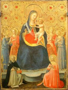 Madonna with Child Surrounded by Angels and Saints by Fra Angelico, hand-painted oil painting reproduction