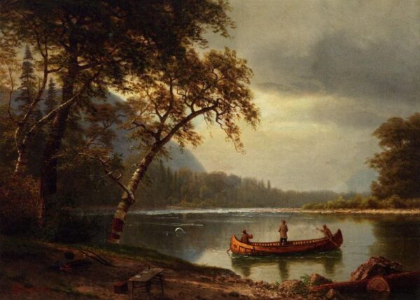 Salmon Fishing on the Cascapediac River by Albert Bierstadt, hand-painted oil painting reproduction