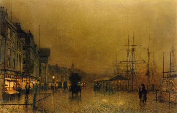 Salthouse Dock, Liverpool by John Atkinson Grimshaw, hand-painted oil painting reproduction