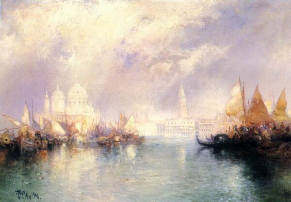 The Church of Santa Maria della Salute Venice by Thomas Moran, hand-painted oil painting reproduction