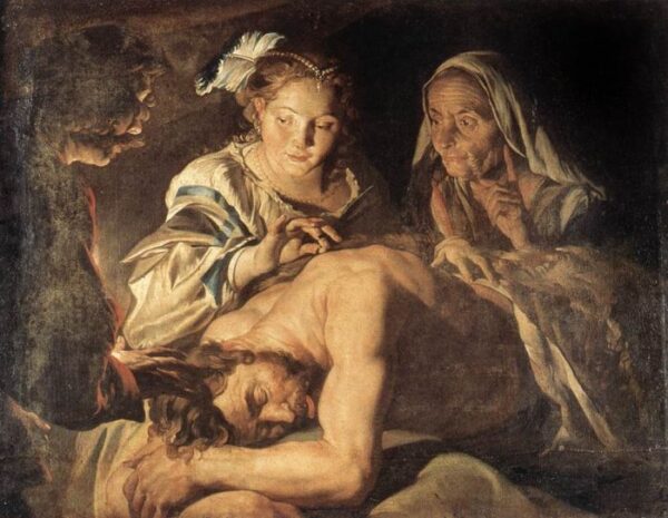 Samson And Delilah by Matthias Stomer, hand-painted oil painting reproduction