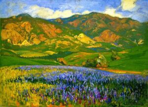 San Fernando Valley Lupines by Franz Bischoff, hand-painted oil painting reproduction