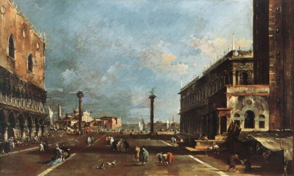 View of Piazzetta San Marco towards the San Giorgio Maggiore by Francesco Guardi, hand-painted oil painting reproduction