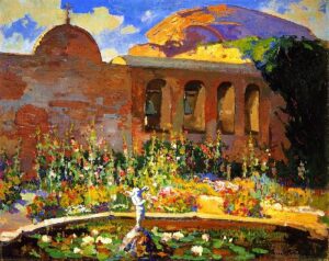 San Juan Capistrano Mission Yard by Franz Bischoff, hand-painted oil painting reproduction