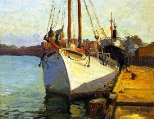 San Pedro Harbor by Franz Bischoff, hand-painted oil painting reproduction