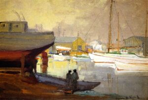 San Pedro Harbor b by Franz Bischoff, hand-painted oil painting reproduction