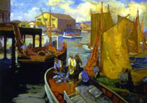 San Pedro Harbor c by Franz Bischoff, hand-painted oil painting reproduction