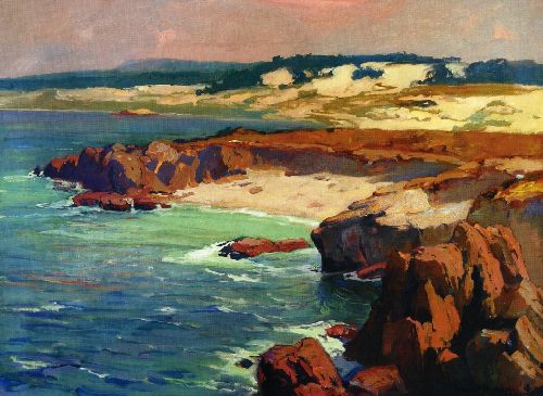 Sand Dunes & Rocky Coast by Franz Bischoff, hand-painted oil reproduction