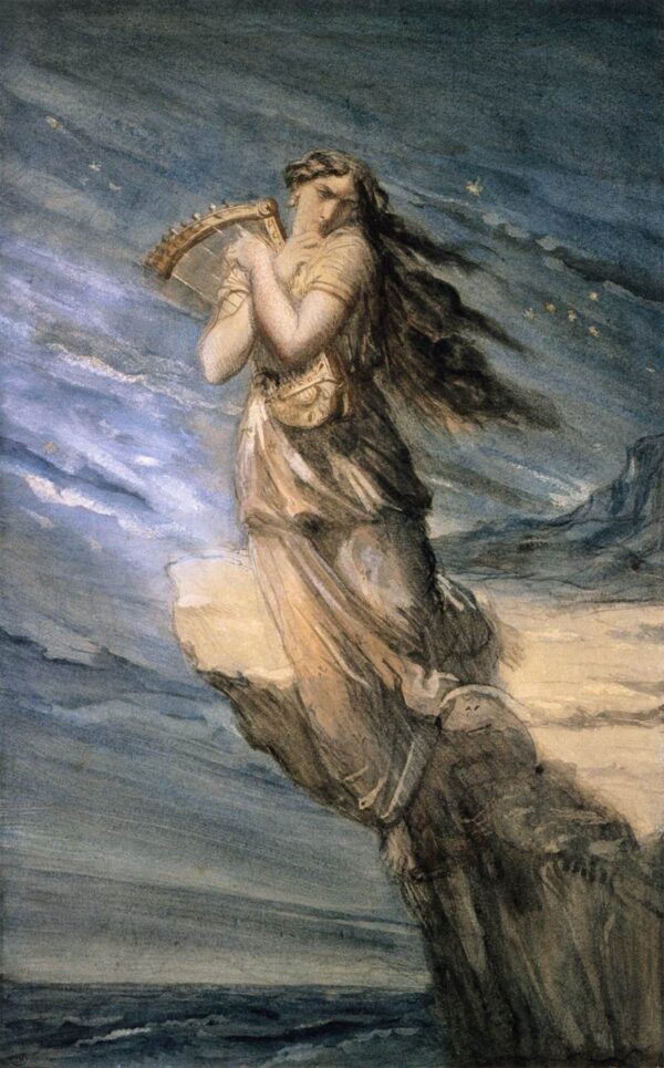 Sappho Leaping into the Sea from the Leucadian Promontory by Théodore Chassériau, hand-painted oil painting reproduction