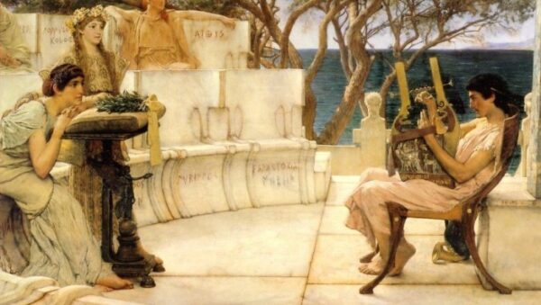 Sappho and Alcaeus by Lawrence Alma-Tadema, hand-painted oil painting reproduction