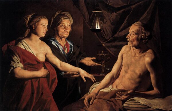 Sarah Leading Hagar to Abraham by Matthias Stomer, hand-painted oil painting reproduction