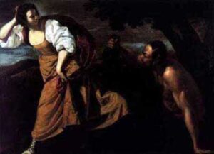 Corisca and the Satyr by Artemisia Gentileschi, hand-painted oil painting reproduction